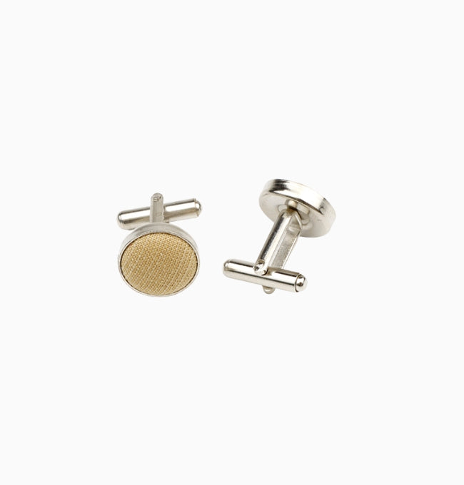 Boutons de Manchette Beige Taupe en Coton