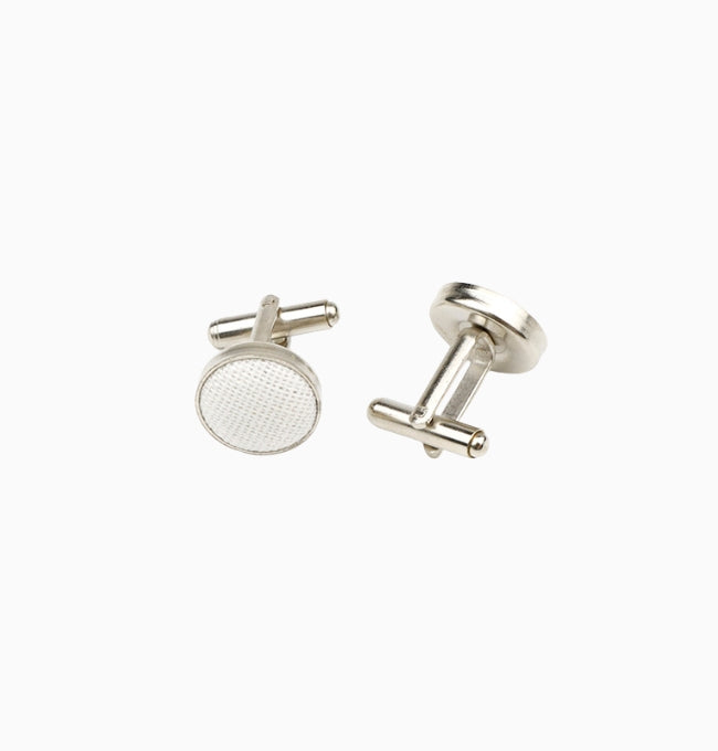 Boutons de Manchette Blanc en Lin