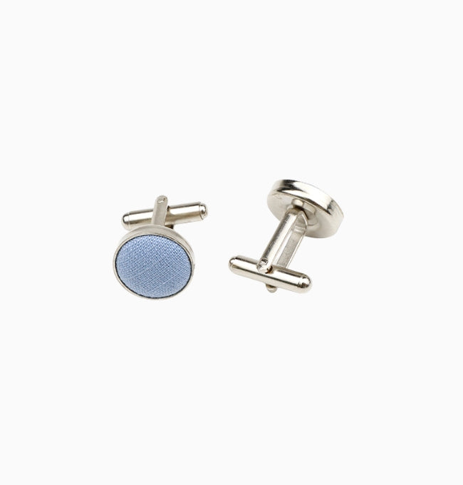Boutons de Manchette Bleu Ardoise en Coton