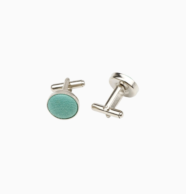 Boutons de Manchette Bleu Azur en Coton Côtelé