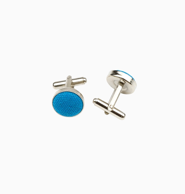 Boutons de Manchette Bleu Azur en Lin