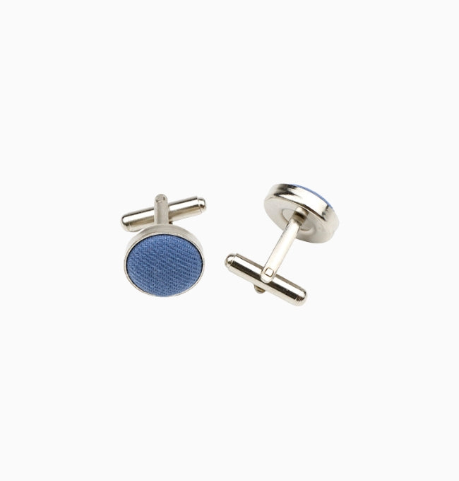 Boutons de Manchette Bleu Cobalt en Coton Côtelé