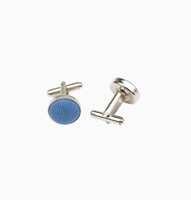 Boutons de Manchette Bleu Indigo en Coton