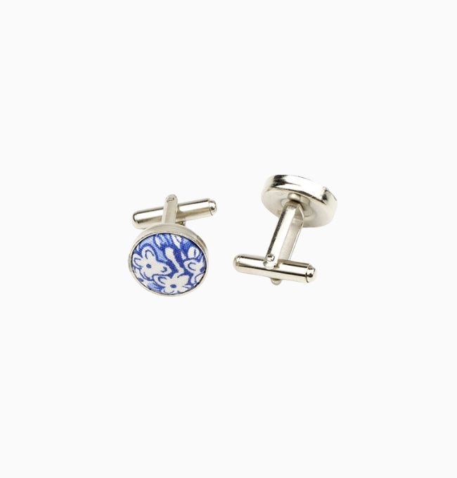 Boutons de Manchette Liberty Bleu Myosotis en Coton