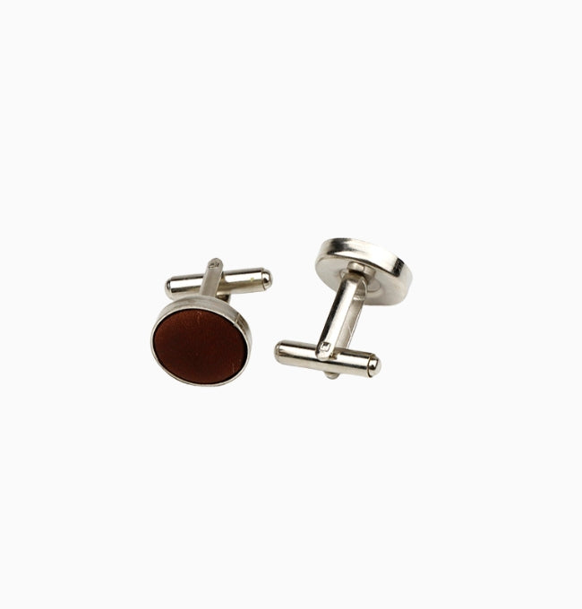 Boutons de Manchette Marron en Polyester