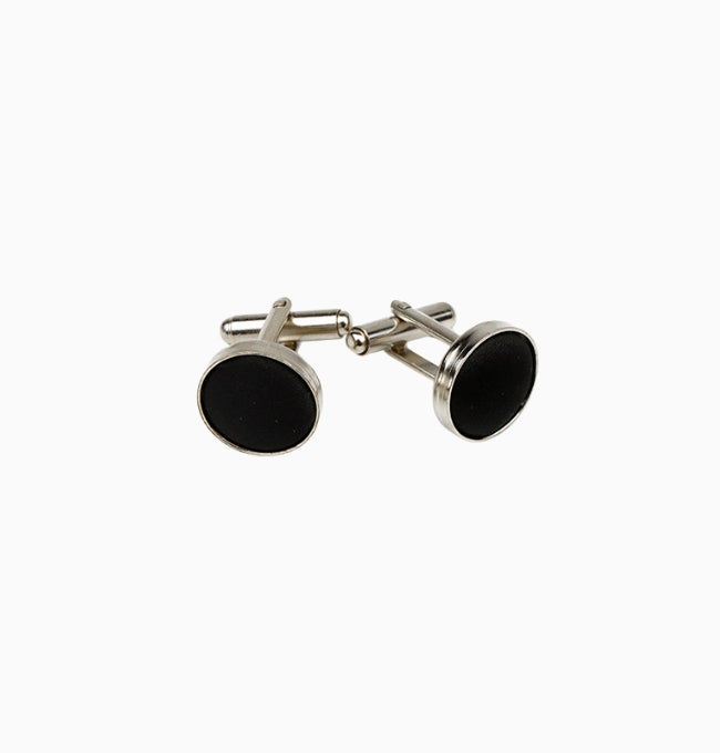Boutons de Manchette Noir en Polyester