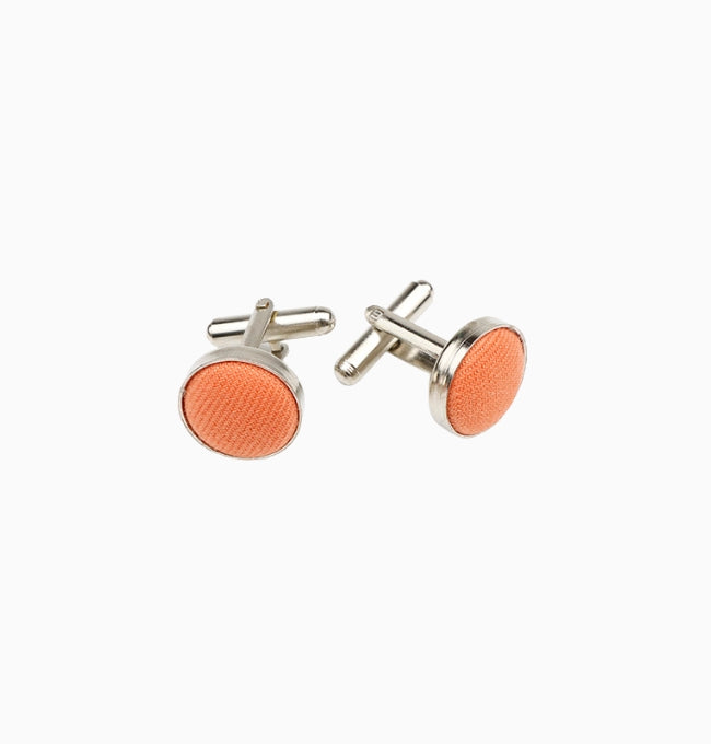 Boutons de Manchette Orange en Coton Côtelé
