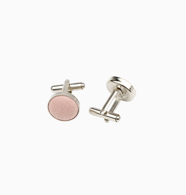 Boutons de Manchette Rose Saumon en Coton