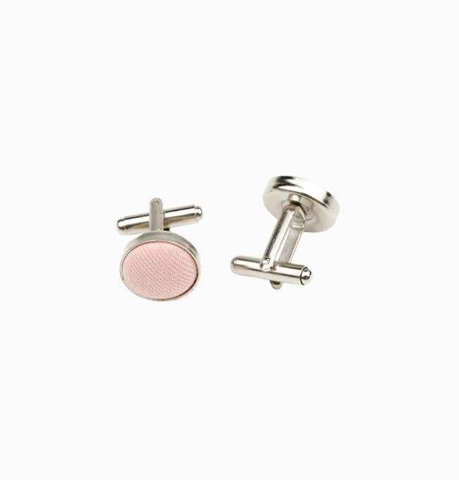 Boutons de Manchette Rose en Coton Côtelé