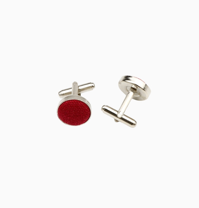 Boutons de Manchette Rouge Cerise en Lin