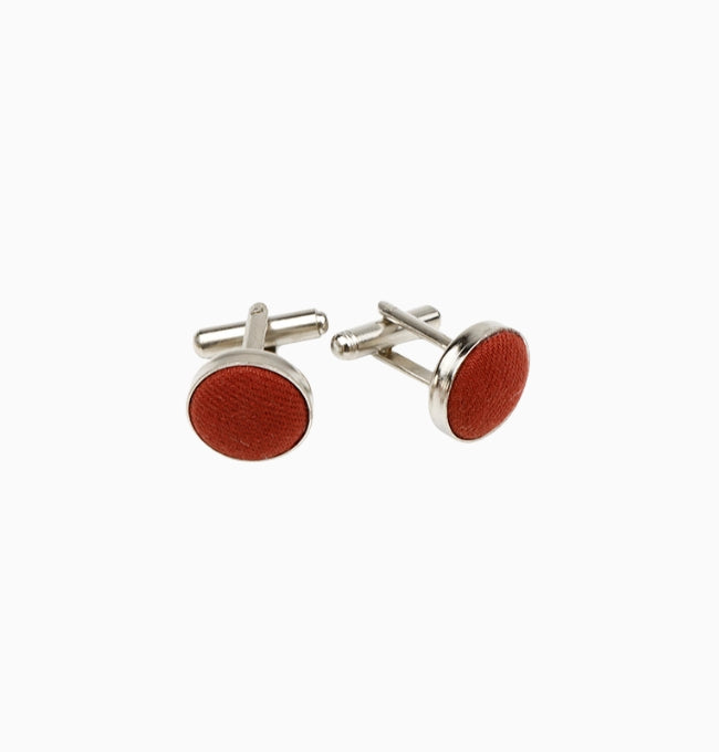 Boutons de Manchette Terracotta en Coton Côtelé