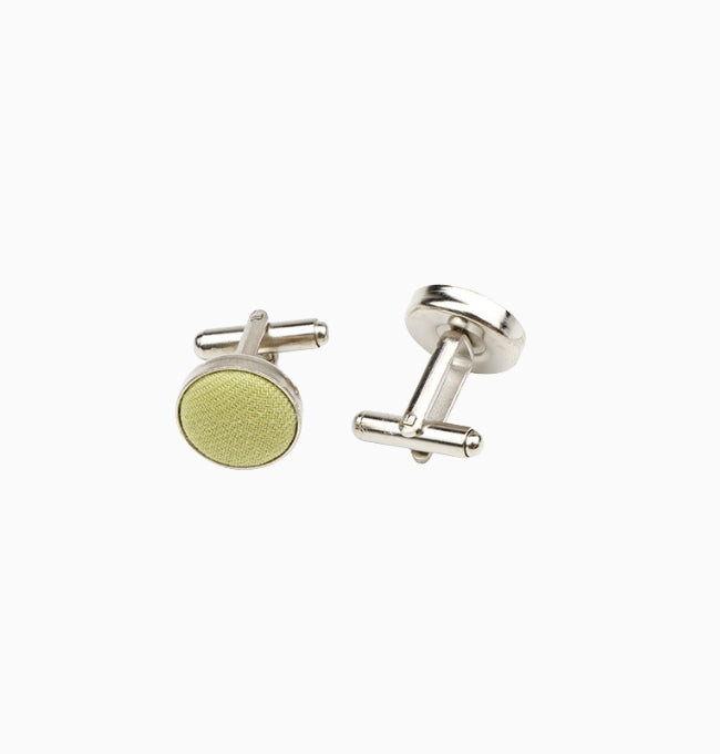 Boutons de Manchette Vert Anis en Coton Côtelé