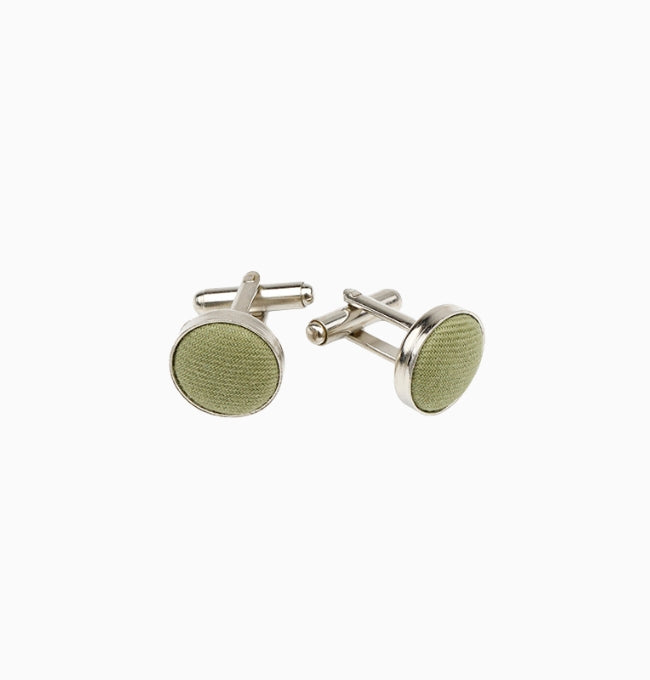 Boutons de Manchette Vert en Coton Côtelé