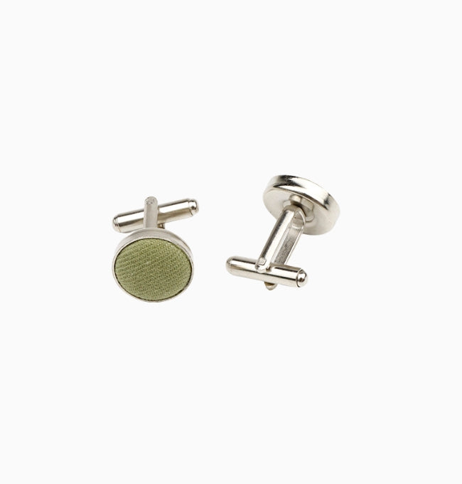 Boutons de Manchette Vert Kaki en Coton Côtelé