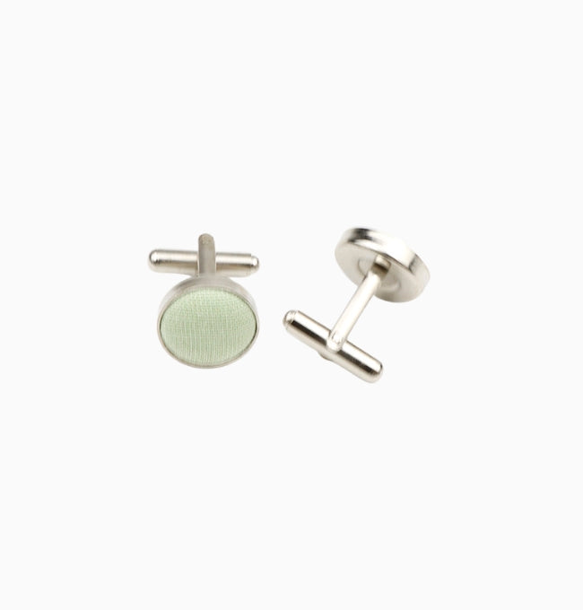Boutons de Manchette Vert Menthe en Coton