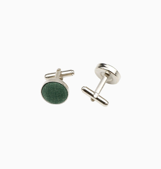 Boutons de Manchette Vert Sapin en Coton