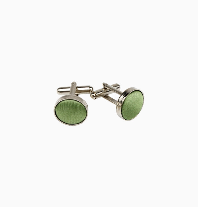 Boutons de Manchette Vert Sauge en Polyester