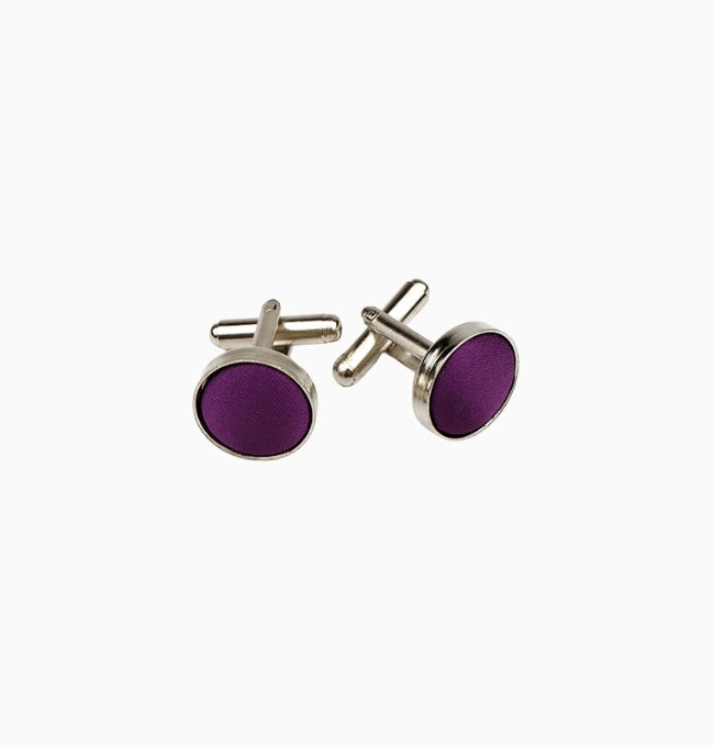 Boutons de Manchette Violet Aubergine en Polyester