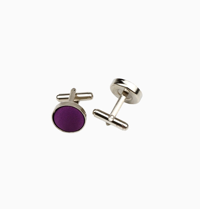 Boutons de Manchette Violet Aubergine en Polyester