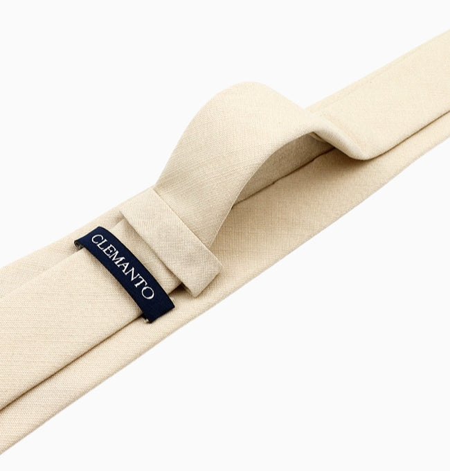 Cravate Beige Ivoire Homme en Coton