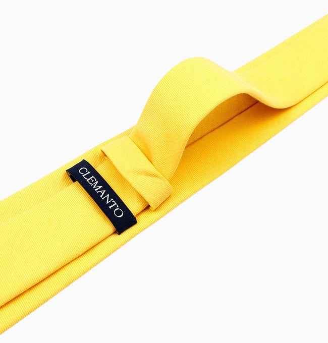 Cravate Jaune Soleil Homme en Coton Côtelé