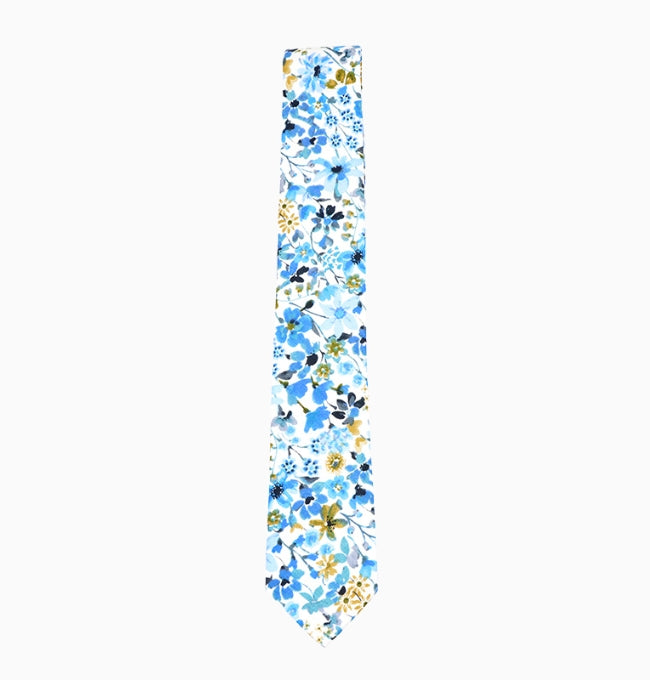 Cravate Liberty Bleu Gentiane Homme en Coton