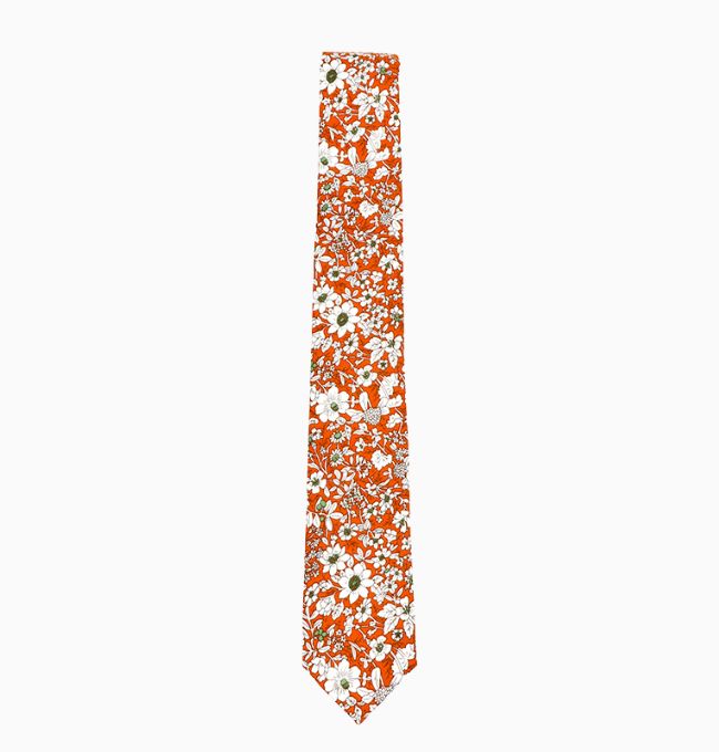 Cravate Liberty Orange Hélianthème Homme en Coton