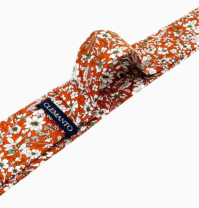 Cravate Liberty Orange Hélianthème Homme en Coton