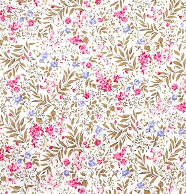 Motif Liberty Rose et Vert Lotus en Coton