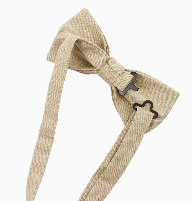 Noeud Papillon Beige Homme en Lin