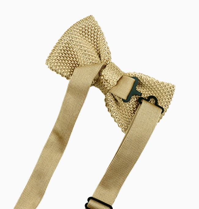 Noeud Papillon Doré Sable Homme en Tricot