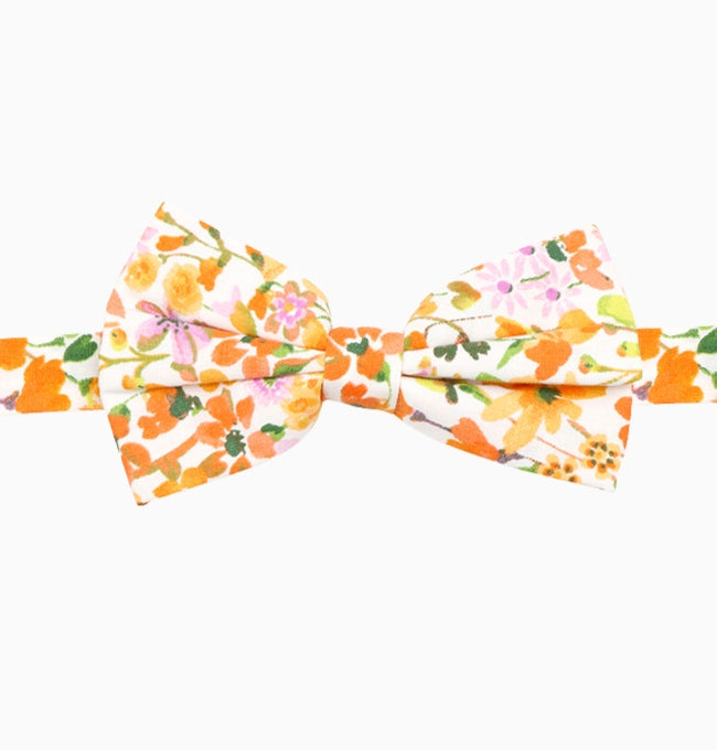 Noeud Papillon Liberty Jaune et Orange Capucine Homme en Coton