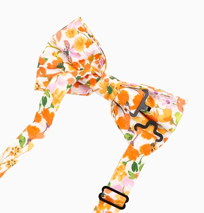 Noeud Papillon Liberty Jaune et Orange Capucine Homme en Coton