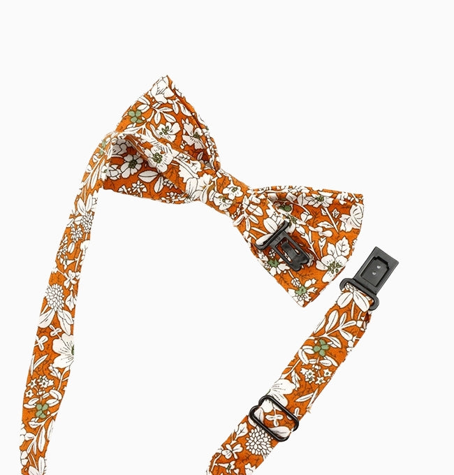 Noeud Papillon Liberty Orange Hélianthème Enfant en Coton
