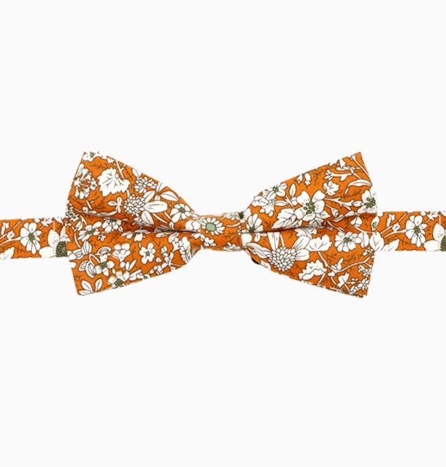 Noeud Papillon Liberty Orange Hélianthème Homme en Coton