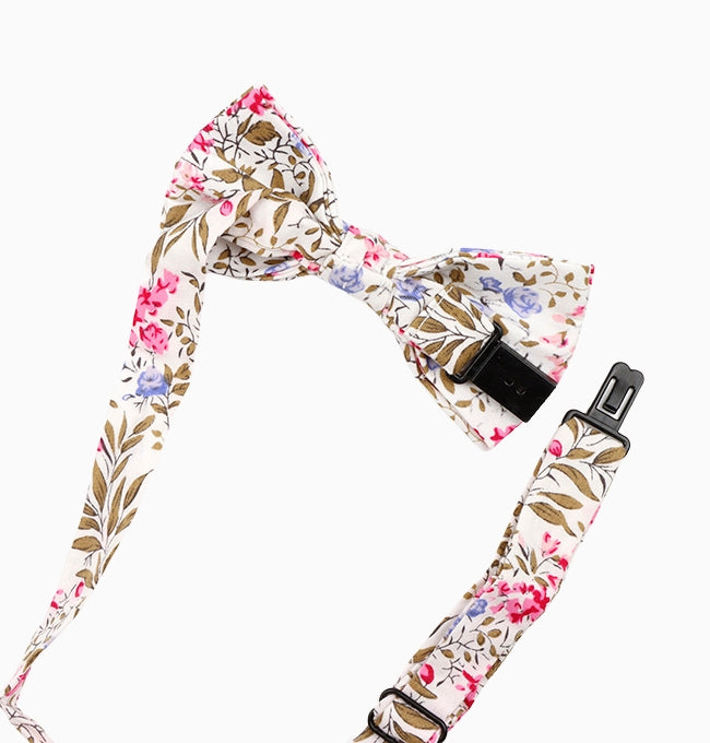 Noeud Papillon Liberty Rose et Vert Lotus Enfant en Coton