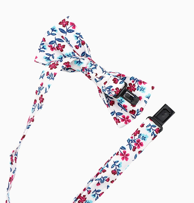 Noeud Papillon Liberty Rouge et Bleu Passiflore Enfant en Coton