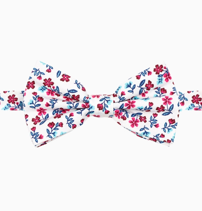Noeud Papillon Liberty Rouge et Bleu Passiflore Homme en Coton