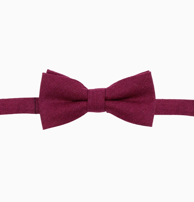 Noeud Papillon Rouge Bordeaux Enfant en Lin