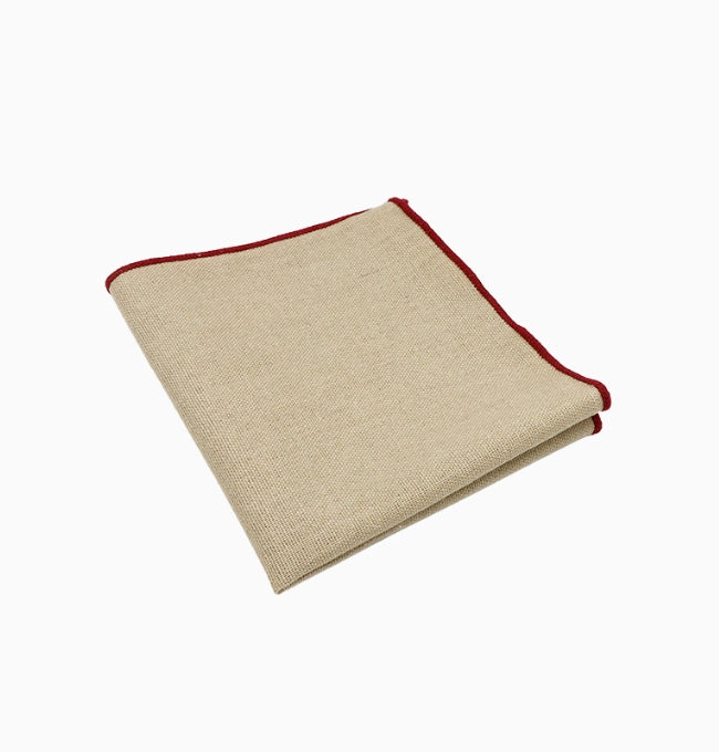 Pochette de Costume Beige en Lin