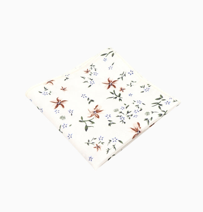 Pochette de Costume Liberty Blanc Camélia en Coton