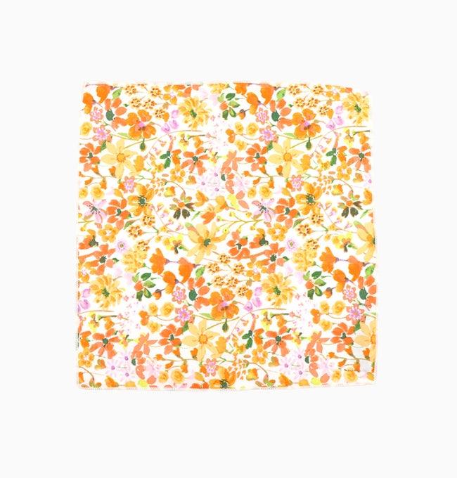 Pochette de Costume Liberty Jaune et Orange Capucine en Coton