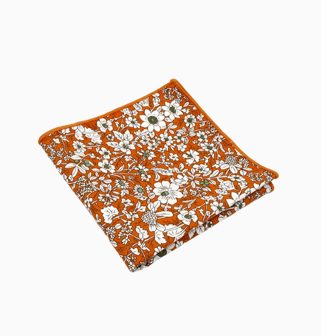 Pochette de Costume Liberty Orange Hélianthème en Coton