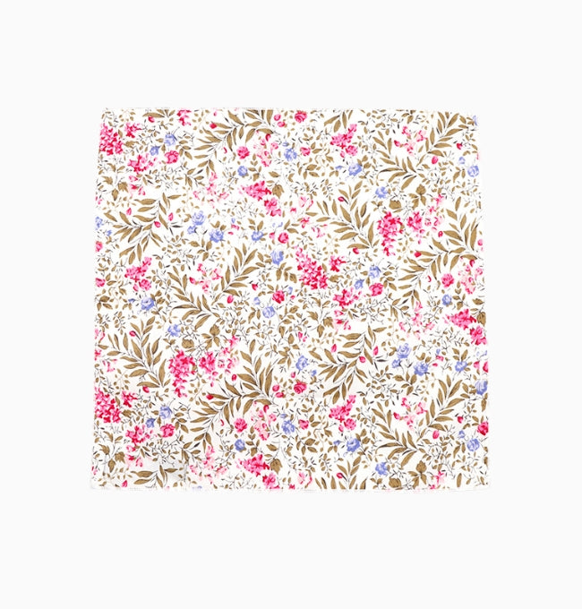 Pochette de Costume Liberty Rose et Vert Lotus en Coton