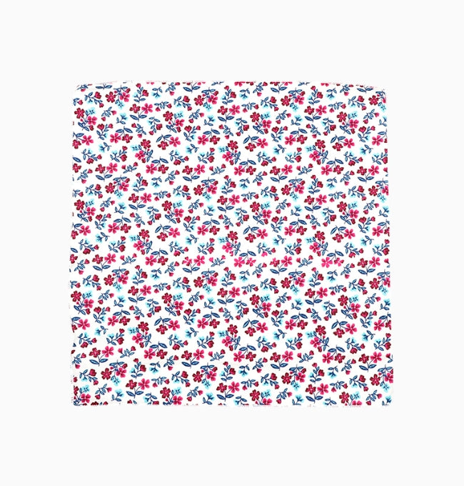 Pochette de Costume Liberty Rouge et Bleu Passiflore en Coton